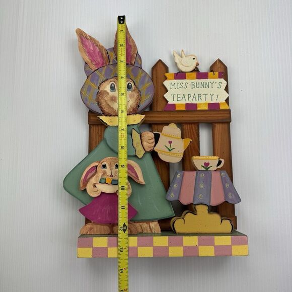 Vintage Easter Sign Standing Decorative Bunny Tea Party 3D - Picture 7 of 9